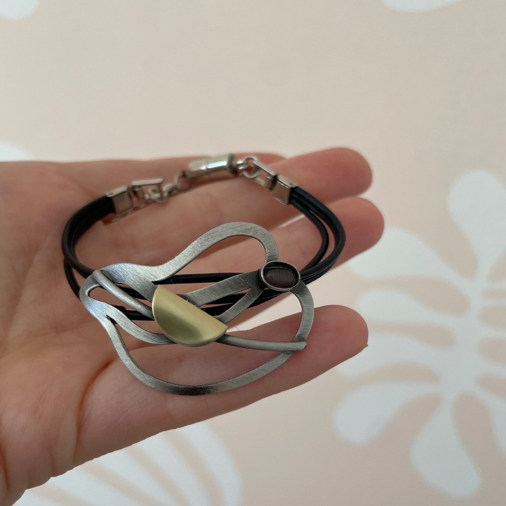 NWT Christophe Poly Crono Design Abstract Mixed Metal Multi Strand Bracelet